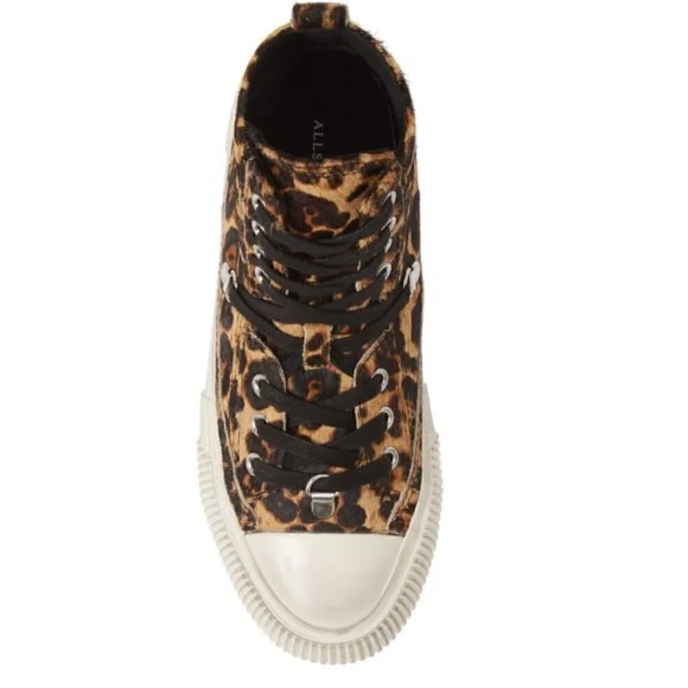 New ALL SAINTS Jazmin Haircalf Leopard Print Sneakers New With Box 9 US/40 EU